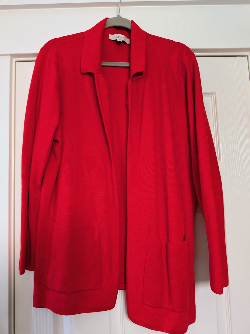 LOFT Open-Front Red Cardigan Sweater
